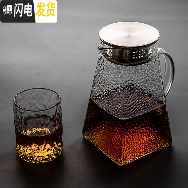 三维工匠冷水壶玻璃可高温家用茶壶套装大容量凉水壶水杯扎壶加厚白开水壶 梅花冷水壶1.2+2梅花水杯