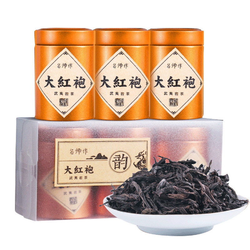源御露武夷山大红袍乌龙茶岩骨花香肉桂大红袍小金罐茶浓香型茶叶3罐30g