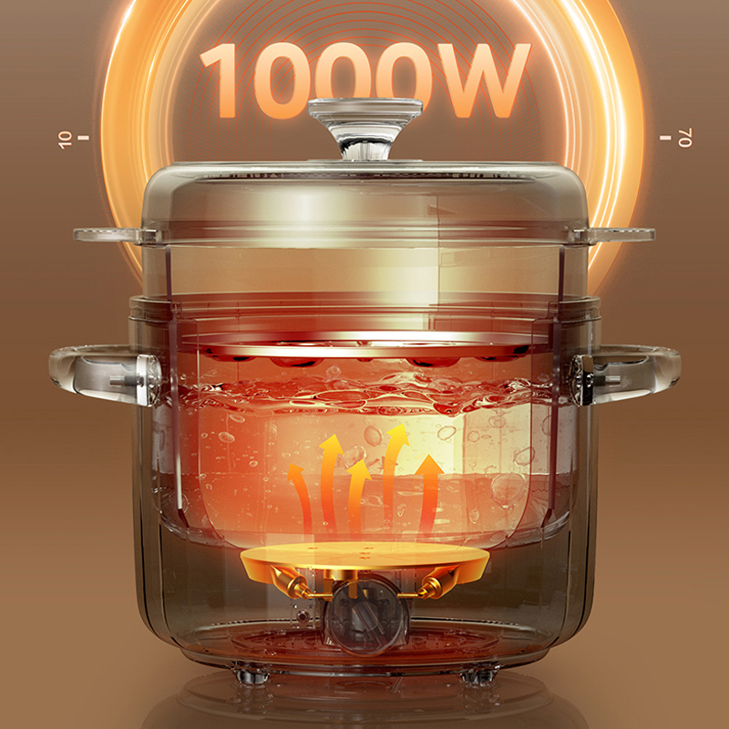 美的(Midea)电火锅电煮锅带蒸笼2.6升多功能蒸煮一体多用途锅宿舍泡面学生小电锅火锅煮锅MC-XZE2066带蒸笼高清大图