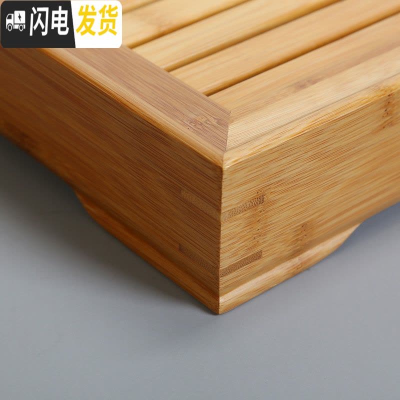 三维工匠家用简约功夫茶具茶盘托盘茶台沥水储水干泡盘小型日式竹制茶托盘 密胺塑料盘石墨黑色图片