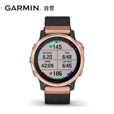 佳明（GARMIN）Fenix 6S Pro 蓝宝石不锈钢表圈GPS黑色金扣尼龙表带运动户外智能心率多功能跑步手表中文版