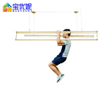 宝优妮阳台手摇晾衣架三杆式晾衣杆2米伸缩晒被架室内晒衣架(香槟金)