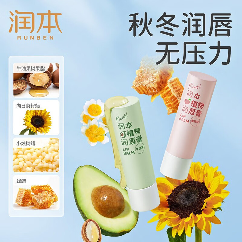 润本儿童唇膏小桃喜护唇膏宝宝润唇膏防干防裂补水 小桃喜唇膏1支高清大图