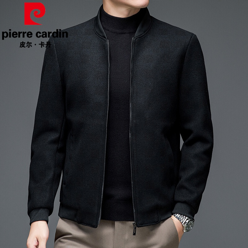皮尔卡丹品牌男装立领夹克男士外套加厚款茄克衫商务休闲大码上衣服2021新款