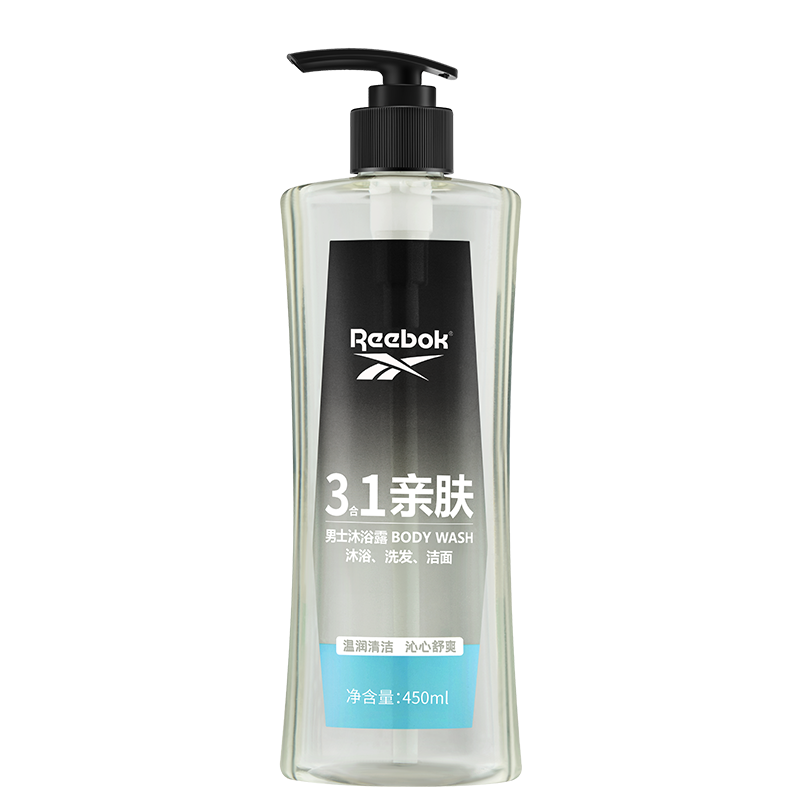 锐步男士三合一沐浴露-洁净亲肤450ml 沐浴露洗发水洗面奶三效合一