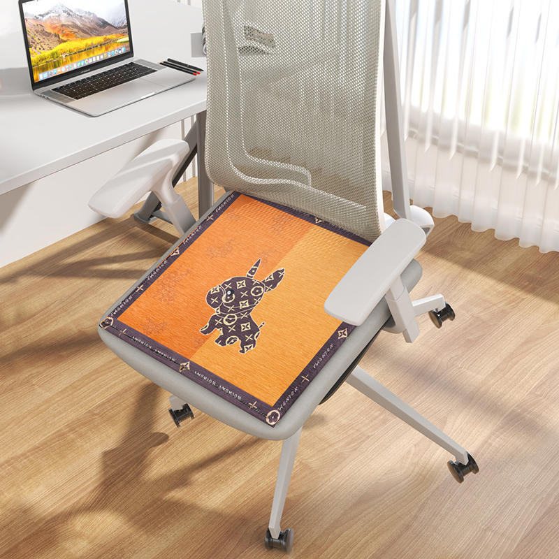 幸福派 夏天冰丝坐垫办公室久坐透气凉垫夏季学生凳椅子屁股凉垫冰丝椅垫家用椅子椅垫学生夏季凳子垫子卡通防滑屁股垫高清大图