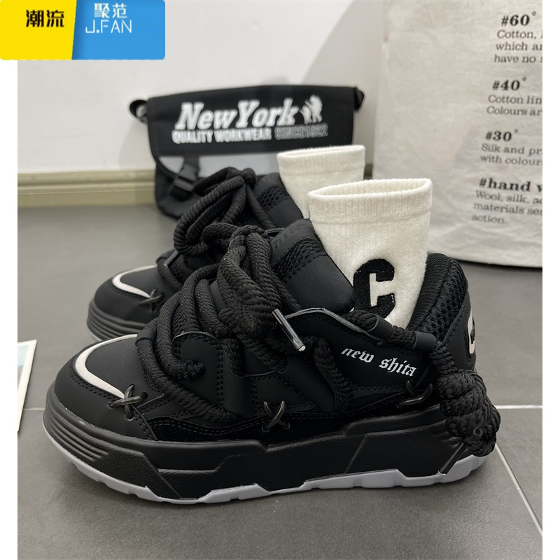 聚范ins风面包鞋男女同款潮牌小众情侣厚底复古休闲运动鞋轻便老爹鞋