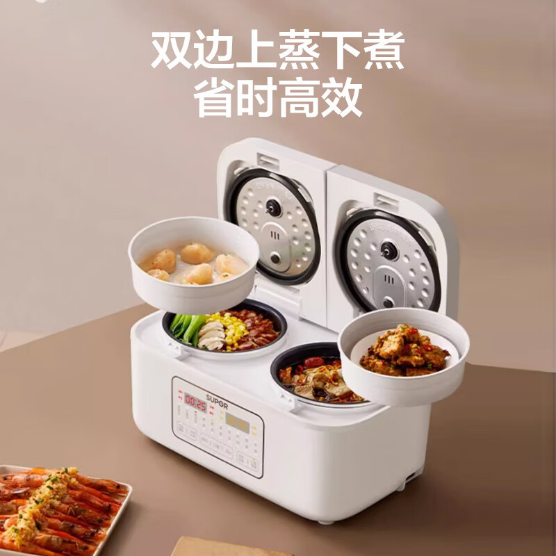苏泊尔(SUPOR)双胆电饭煲电饭锅2+2L迷你电饭煲白色SF20TC601