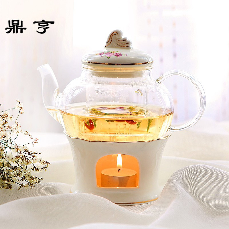 鼎亨那些时光陶瓷花茶茶具套装耐热玻璃过滤煮花沏茶壶