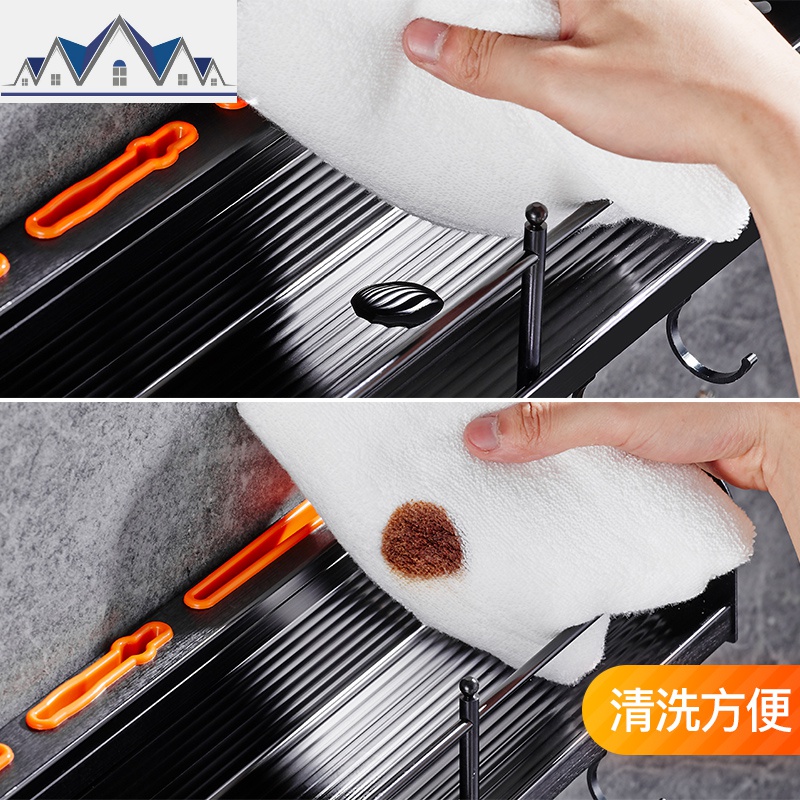 免打孔黑色厨房置物架壁挂式用品家用大全厨具收纳调料挂刀架 三维工匠高清大图