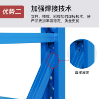 尔迈 仓储货架置物架货物展示架超市仓库钢制金属重型货架 200*200*50cm 500kg/层 蓝色