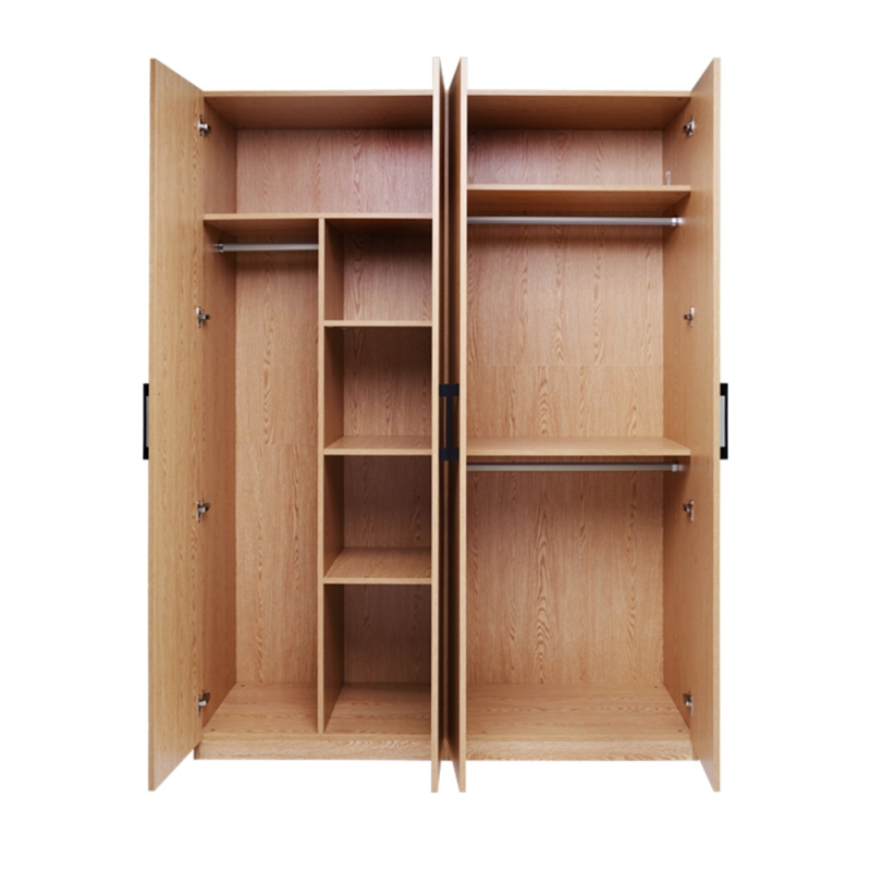 掌上明珠日式小三门衣柜原木风主次卧室四门大衣柜衣橱平开门柜mz