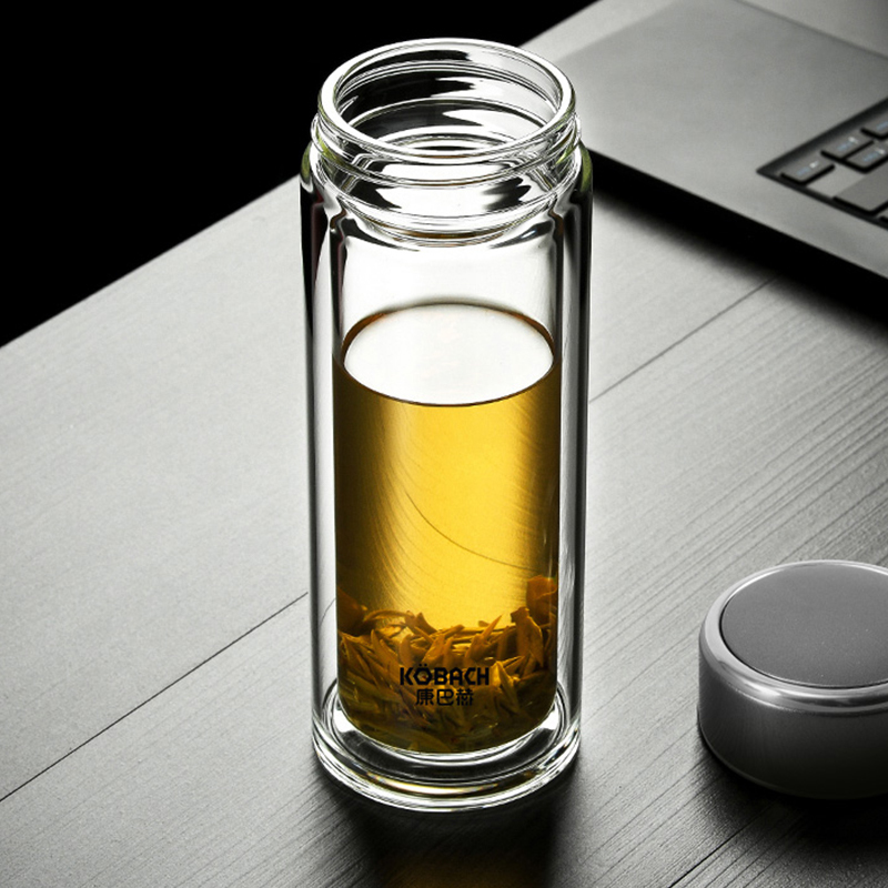 康巴赫(KBH)玻璃杯水杯泡茶杯双层加厚防烫高硼硅玻璃杯