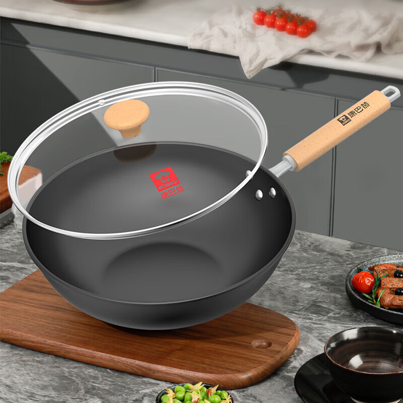 康巴赫炒锅无涂层防锈老式铁锅家用平底炒菜锅 CZH30A1无耳(KGX-C30T) 30cm