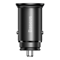 倍思 圆形金属PPS智能快充车载充电器 30W(VOOC版)oppo苹果通用闪充数显检测安全