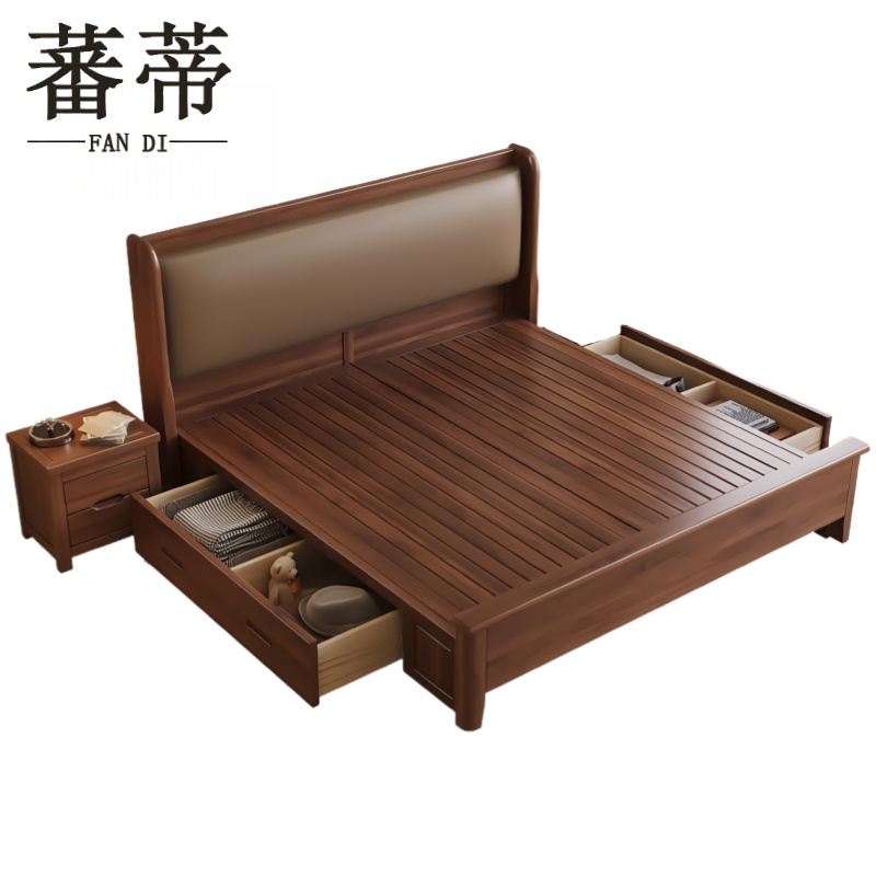 软包实木床高清大图