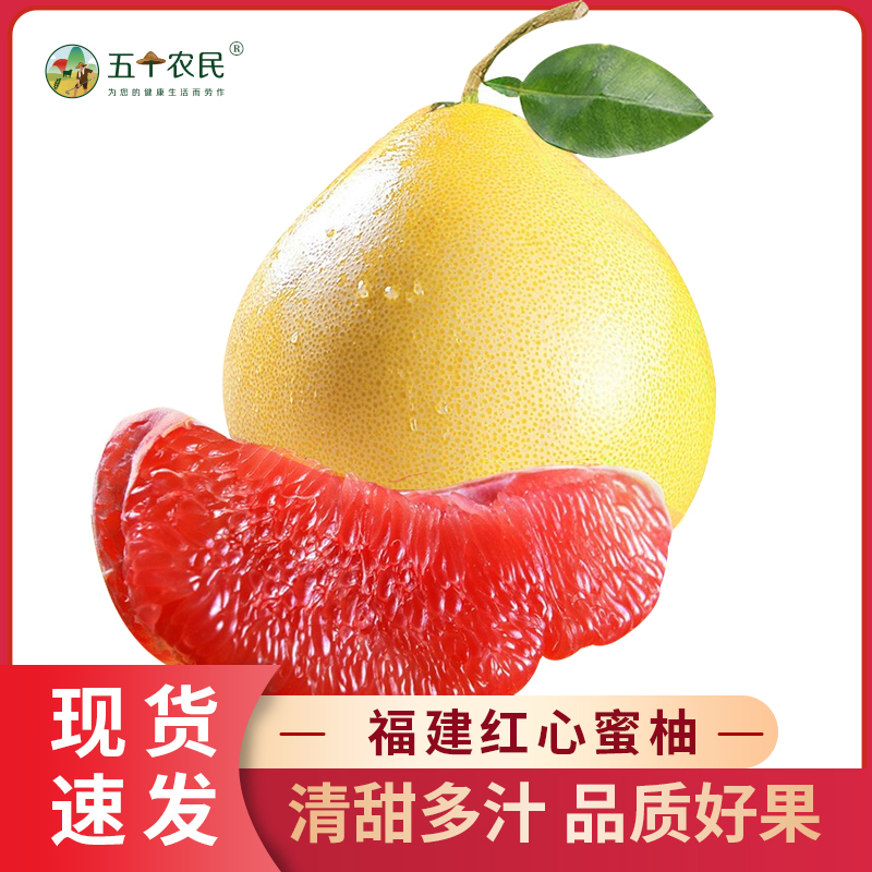 [五个农民]福建平和琯溪红心柚5斤装(2个)果园直发红肉蜜柚当季新鲜水果
