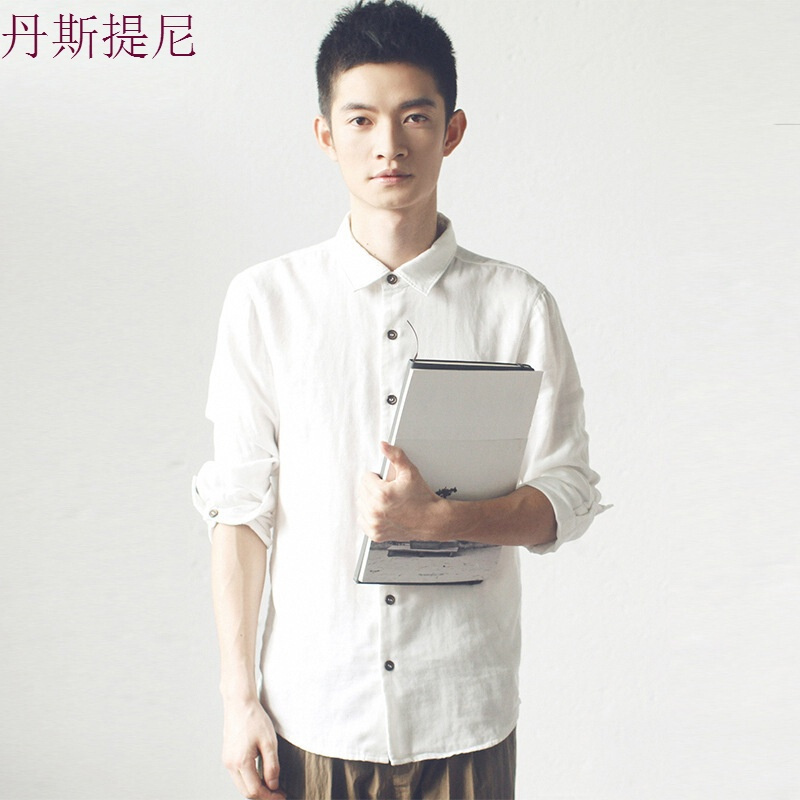 一件很文艺的衬衫自带气场长袖男士衬衫春季纯棉白色衬衣