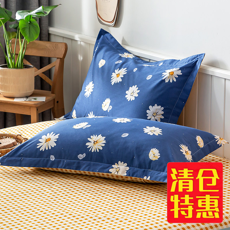 枕套枕头套单人学生宿舍48x74枕芯套一对装春夏秋冬季 半亩花田-蓝 48cmX74cm