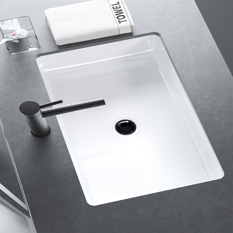 北欧方形平底台下盆陶瓷洗脸盆古达嵌入式洗手盆家用洗面盆卫生间单盆