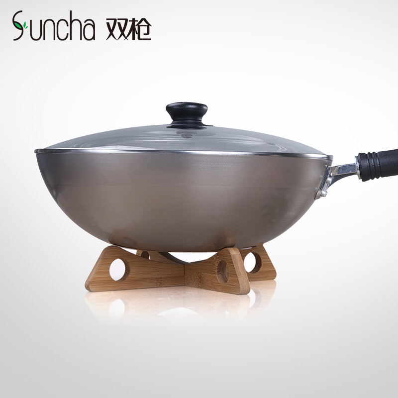双枪(Suncha)棕色锅盖架 竹质工艺厨房锅架子多功能工具架收纳架厨具 GJ1101