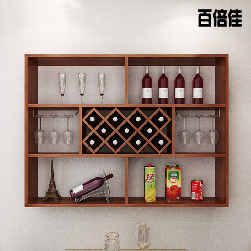 创意新款简约现代红酒柜悬挂式红酒架餐厅酒柜壁挂红酒柜墙上置物架多功能装饰架墙面搁架红酒柜壹德壹