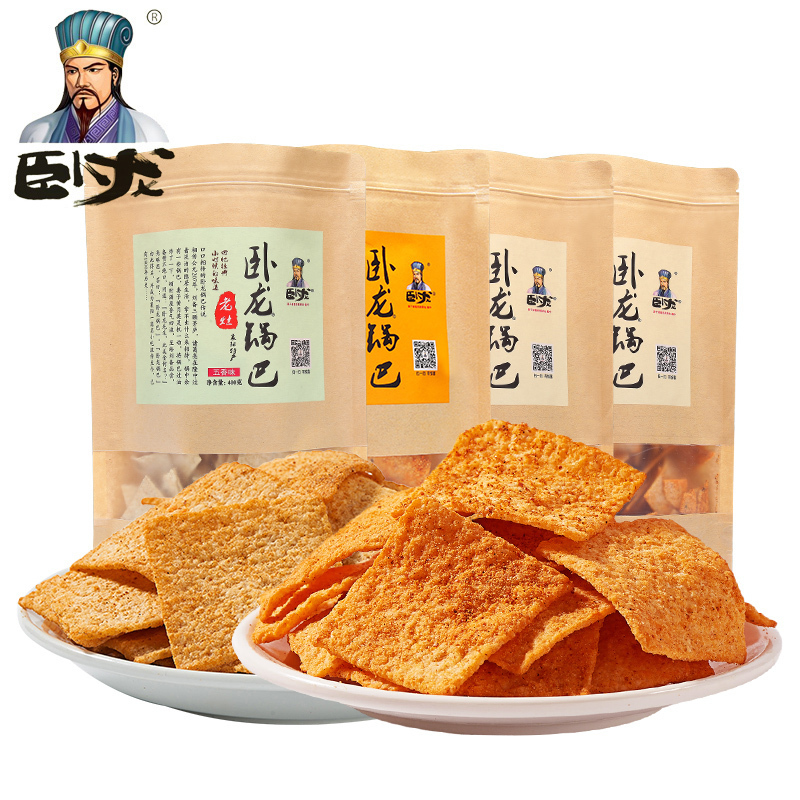 卧龙麻辣味锅巴400g*4包大份量大礼包一整箱老襄阳特产晚上解饿充饥休闲小零食