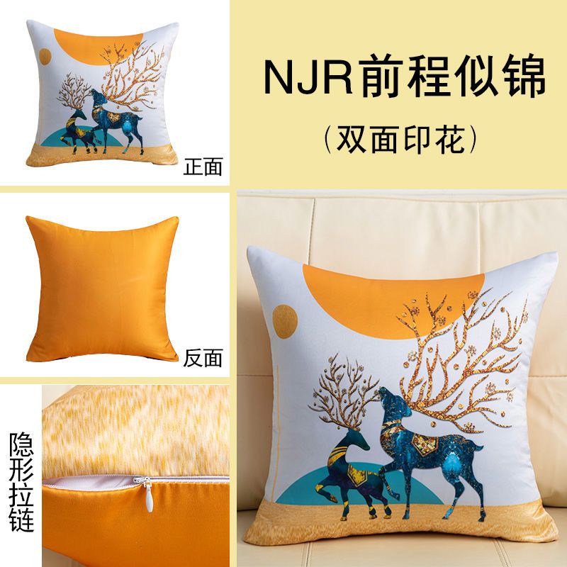 抱枕沙发靠垫客厅床头靠枕橙色靠垫套长方形靠背 NJRFA前程似锦 50厘米抱枕枕套+内芯