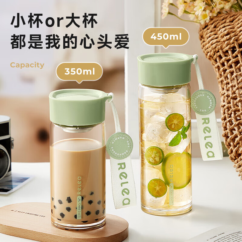 物生物漾诗玻璃杯350ML JV012335-0350 浅苍绿高清大图