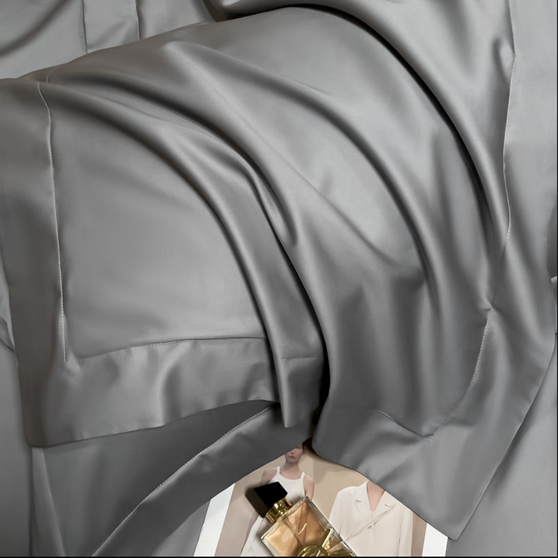 洛菲源 灰色贡缎四件套 床单210*280 被套200*250 枕套60*90*2条 套高清大图