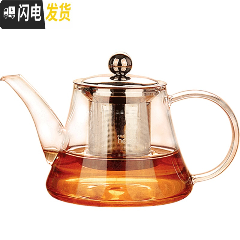 三维工匠大容量透明玻璃茶壶泡茶可高温不锈钢过滤玻璃功夫茶具套装 650(KC360)+4只KC391茶杯高清大图