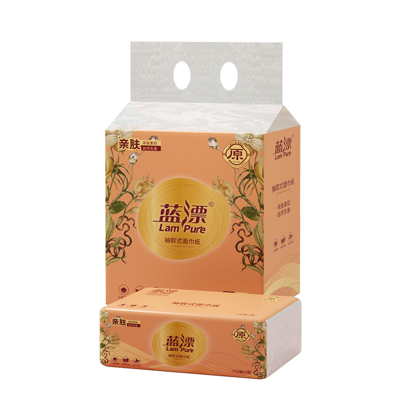 蓝漂(Lampure) LP-6677 205mm*190mm*456张(3层)3包*1提 面巾纸 白色