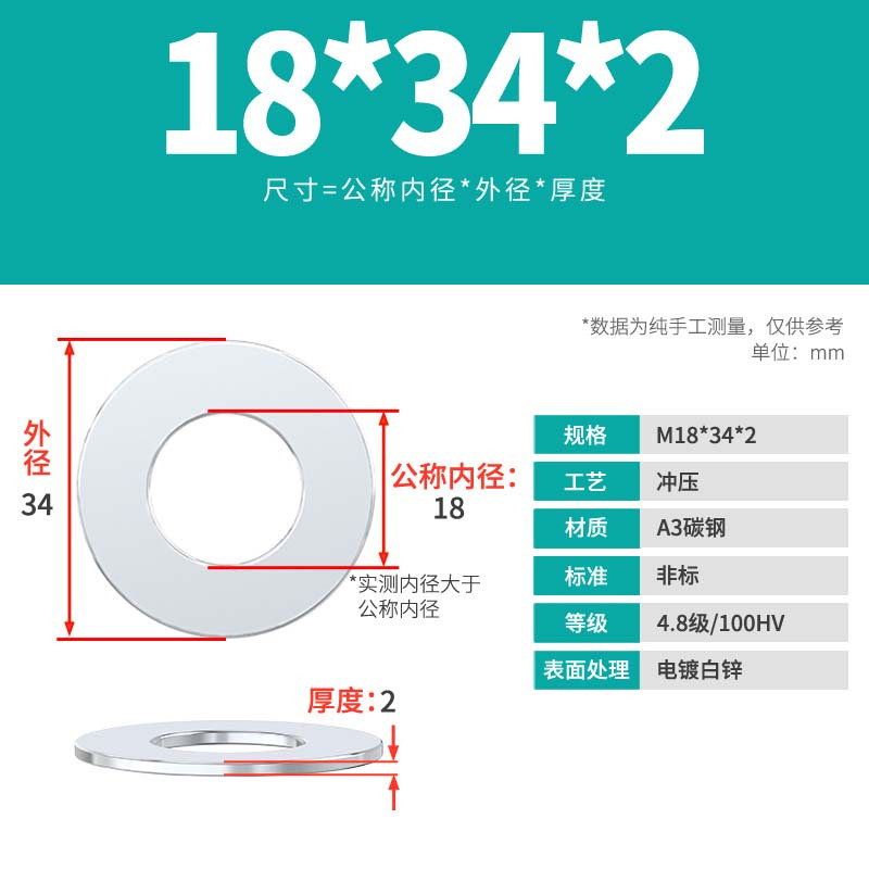 迦毅平垫圈C级镀锌φ18mm个