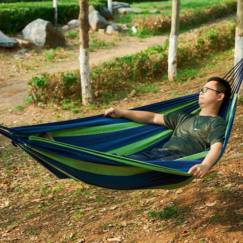 尚烤佳吊床双人双绳穿扣设计承重均匀加厚帆布抗撕裂懒阳系列LS-676高清大图