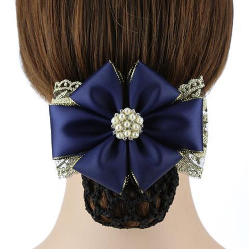 高档职业头花网兜医院护士移动电信韩版工作蝴蝶结发夹盘发网发卡 1号