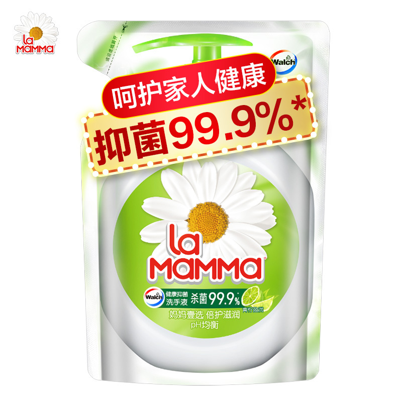 威露士（Walch）健康抑菌99.9%洗手液(青柠盈润)袋装525ml家庭便携