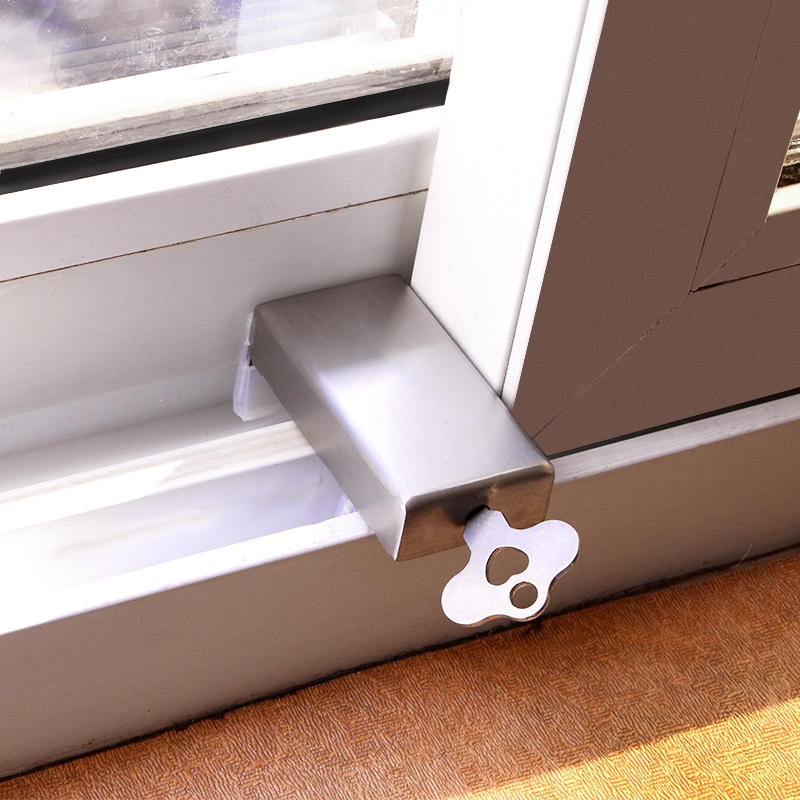 窗户锁扣铝合金纱窗门窗锁推拉门锁理线家儿童防护安全锁移门防盗限位