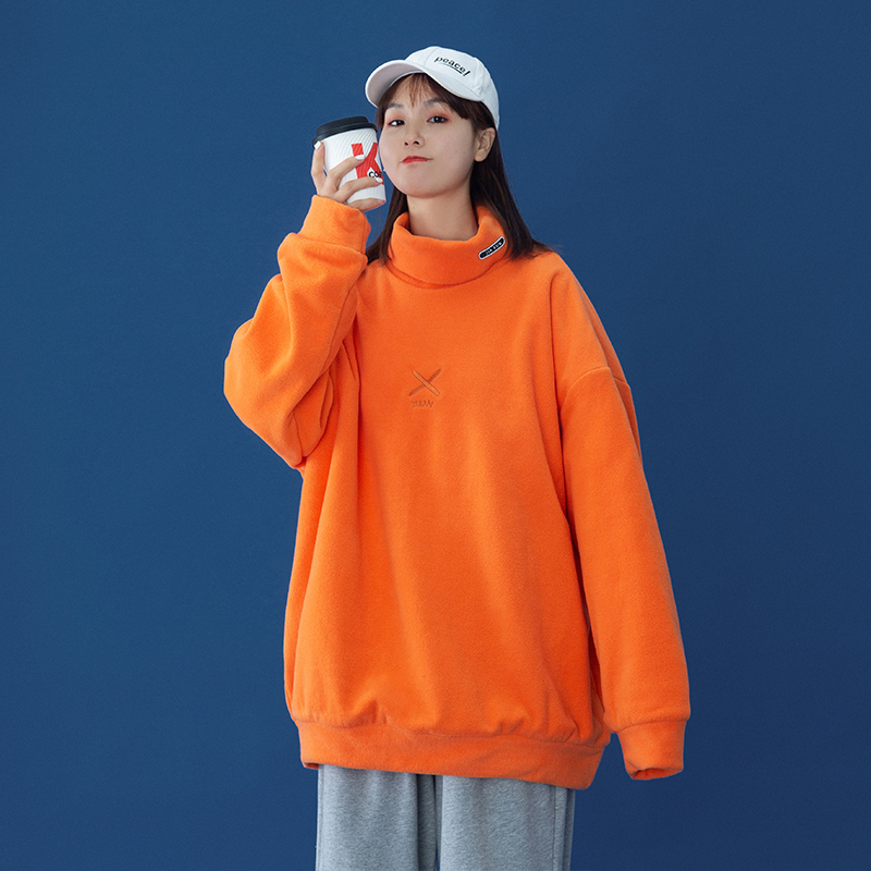 茜靓CHYLLIRN加德绒打底衫高领女T恤加厚2021大码卫衣宽松秋冬上衣内搭