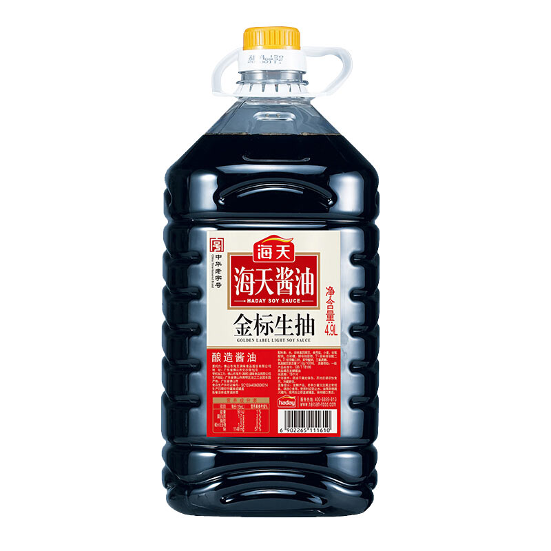 晋唐 海天 酱油 金标生抽 4.9l/瓶