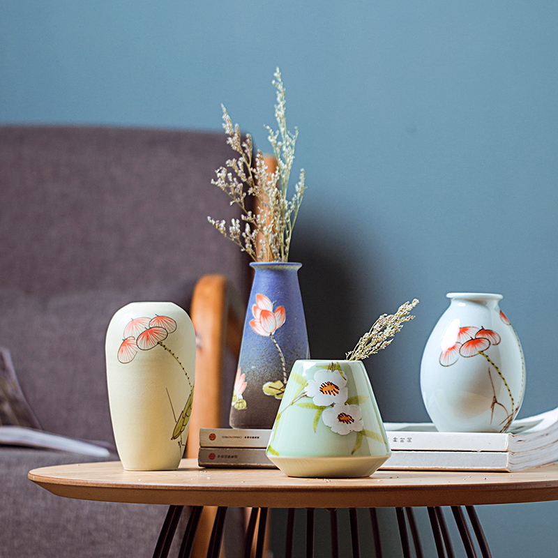 景德镇陶瓷小花瓶客厅家居现代轻奢网红插花器干花北欧摆件装饰品