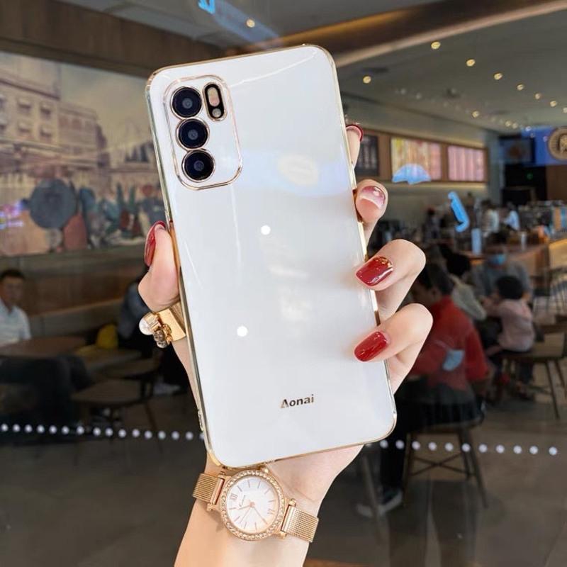 OPPOreno7pro+手机壳reno6硅胶防摔软壳reno5保护套reno4女外壳3 挂绳 [樱花紫]直边电镀