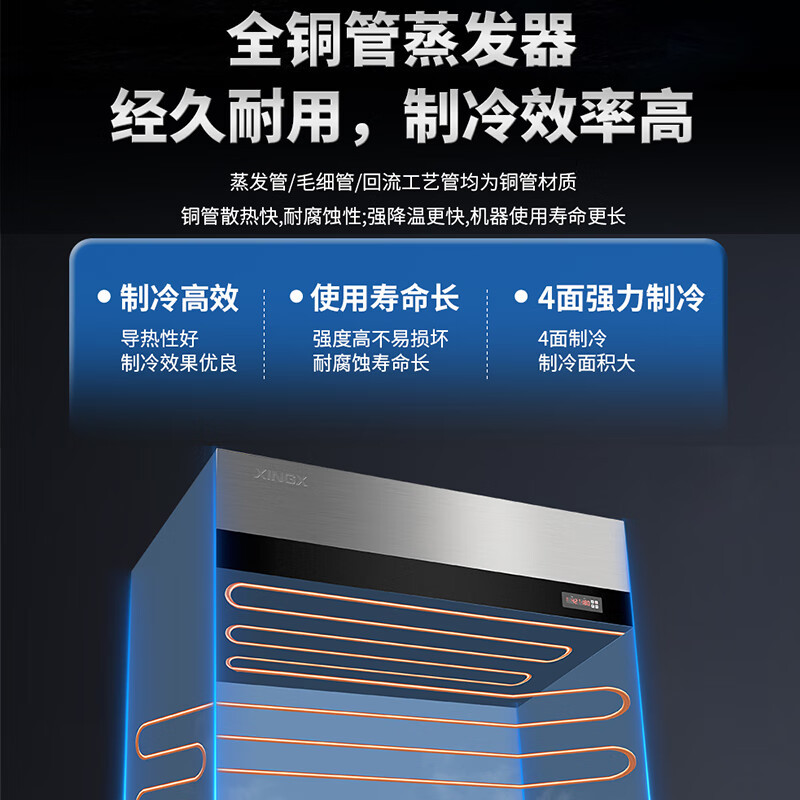 星星商用不锈钢拉丝冰箱KD-1271M4 915升大容量对开门顶置压缩机独立式商用厨房冰箱高清大图