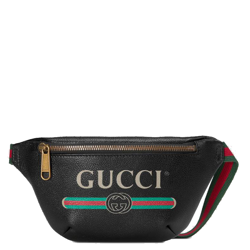 苏宁国际直营 【直营】古驰(gucci)复古红绿条纹印花 皮革小号腰包胸