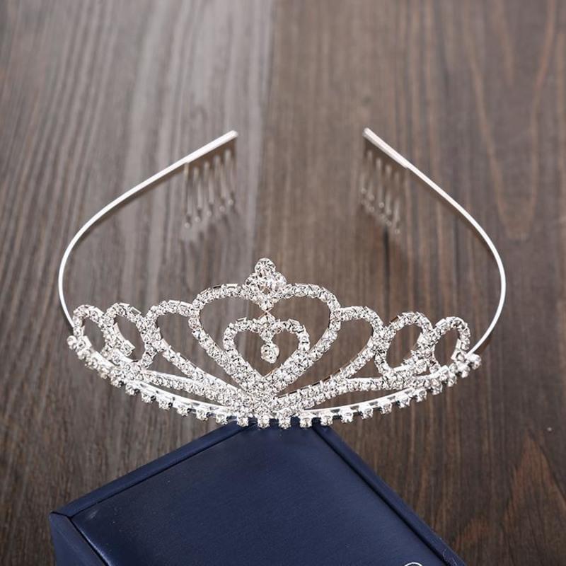 新款儿童皇冠公主发箍女童演出生日发饰水钻新娘王冠学生饰品头饰头箍