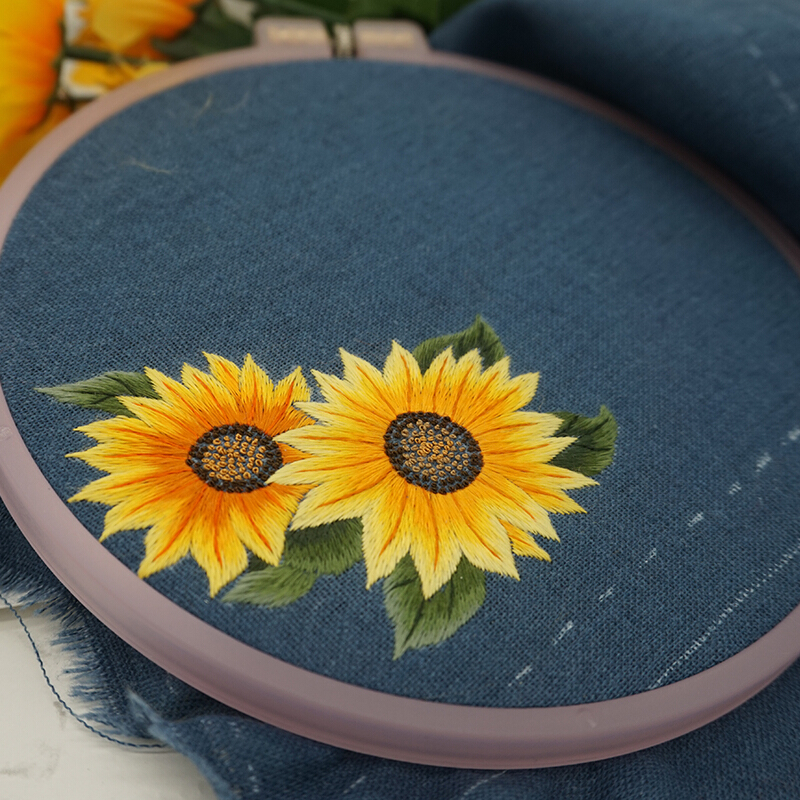 苏绣刺绣diy初学套件材料包 向日葵苏绣刺绣手帕男士女士生活日用创意