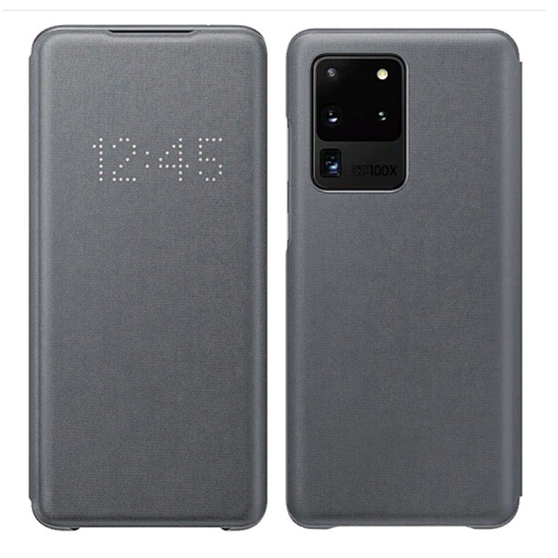 三星S20Ultra原装led保护套 S20+手机壳5G智能休眠免翻盖手机壳 全包防摔高档商务手机套皮套原装正品