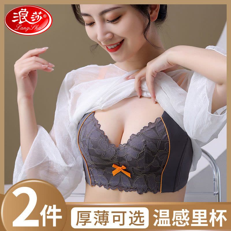 浪莎内衣女小胸聚拢收副乳调整型防下垂美背女士无钢圈胸罩文胸图片