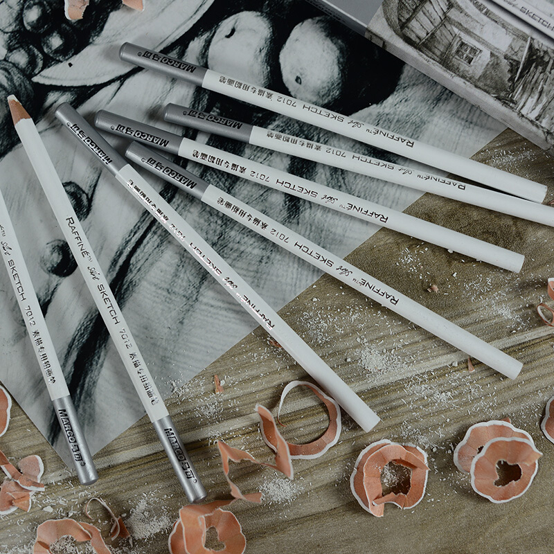 晨光马可白炭笔高光笔白色素描铅笔画笔7012白色12支