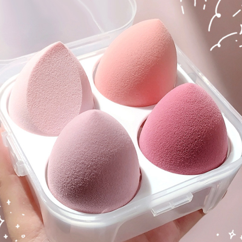 粉色安琪SWEET PINK鸡蛋仔粉扑4个装一盒干湿两用亲肤不吃粉
