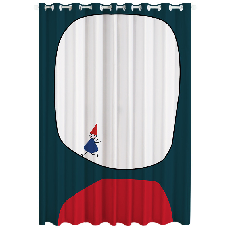 添福运 门帘隔断帘卧室隐私家用分间房间客厅免打孔屏风挡风帘子布帘窗帘遮光窗帘挂钩纯色窗帘打孔窗帘飘窗客厅帘子 P60趣味 宽1.5米*高度2.7米挂钩一片